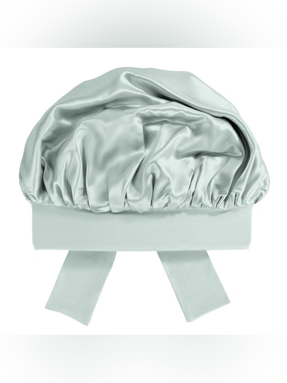 Blissy Silk Bow Bonnet 100% Mulberry Silk Anti-Frizz Hair Protection Cap Matcha - Picture 7 of 8